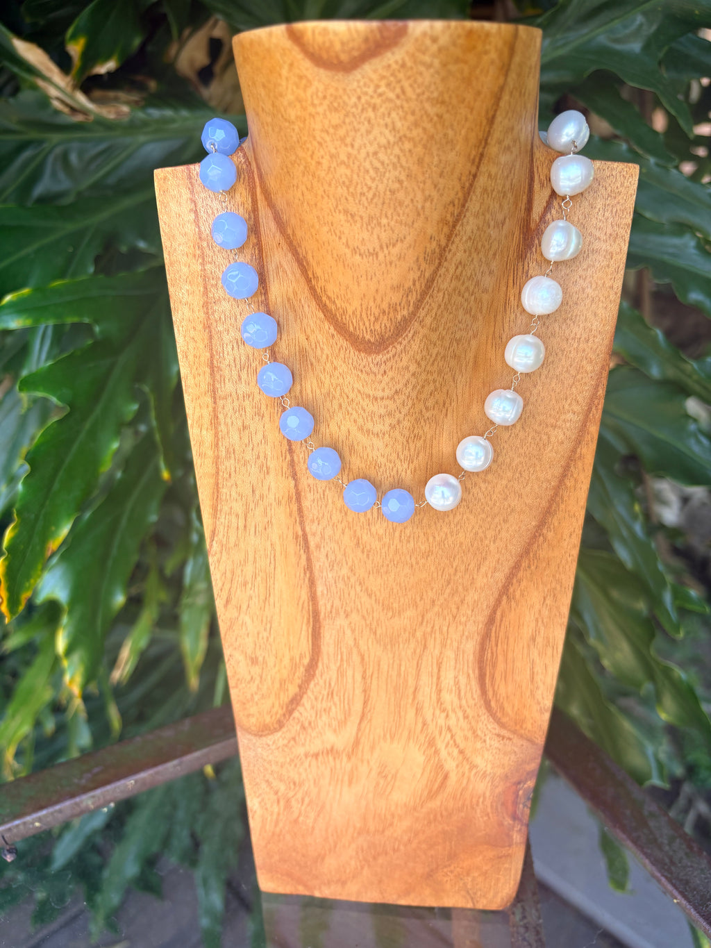 50.50 Light Blue and Large Pearls